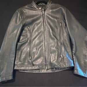 Harley Davidson Willie G Embroidered Spell Out Leather Jacket Black Mens XL
